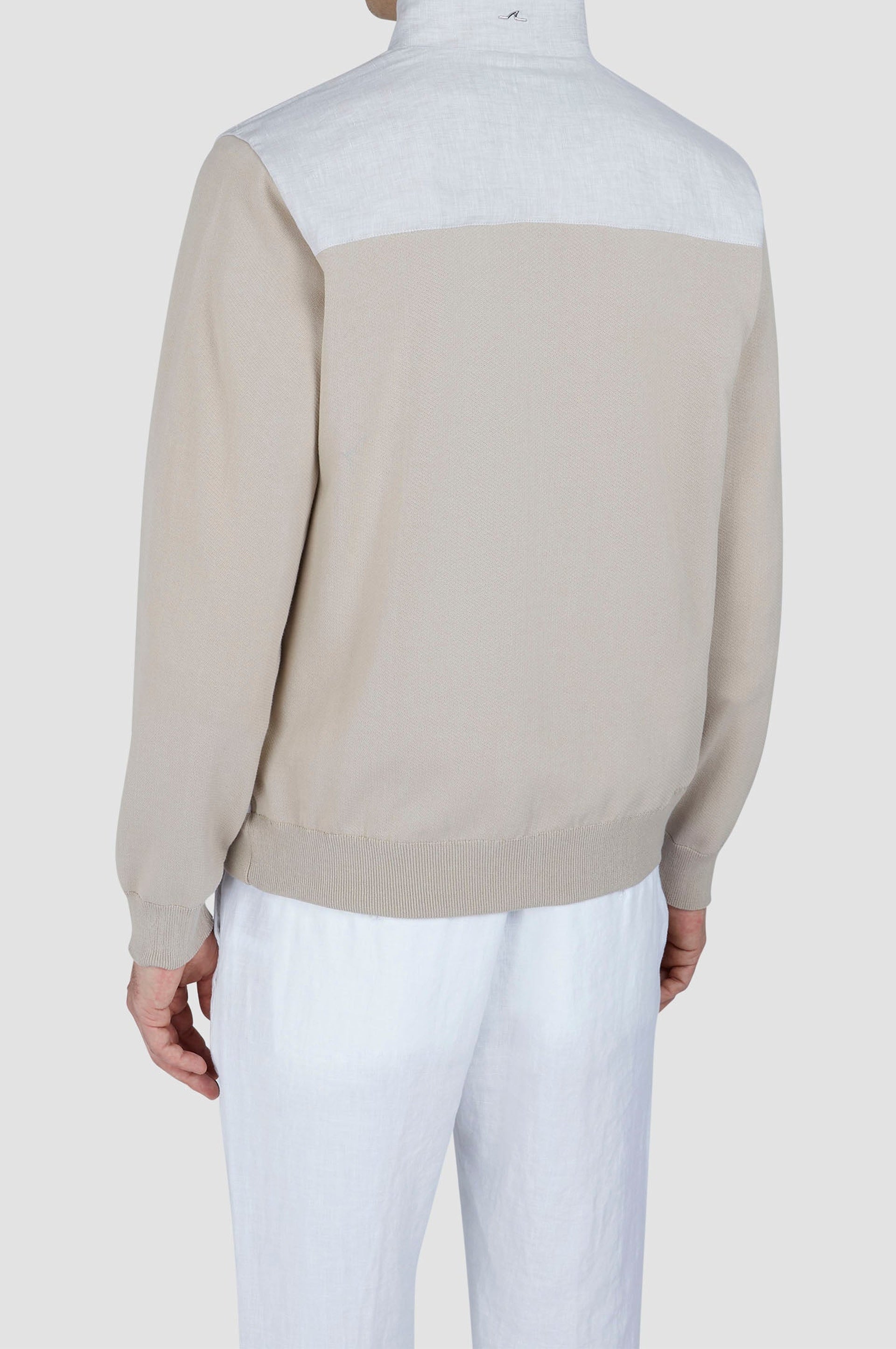 Cardigan with contrasting sleeves - Beige
