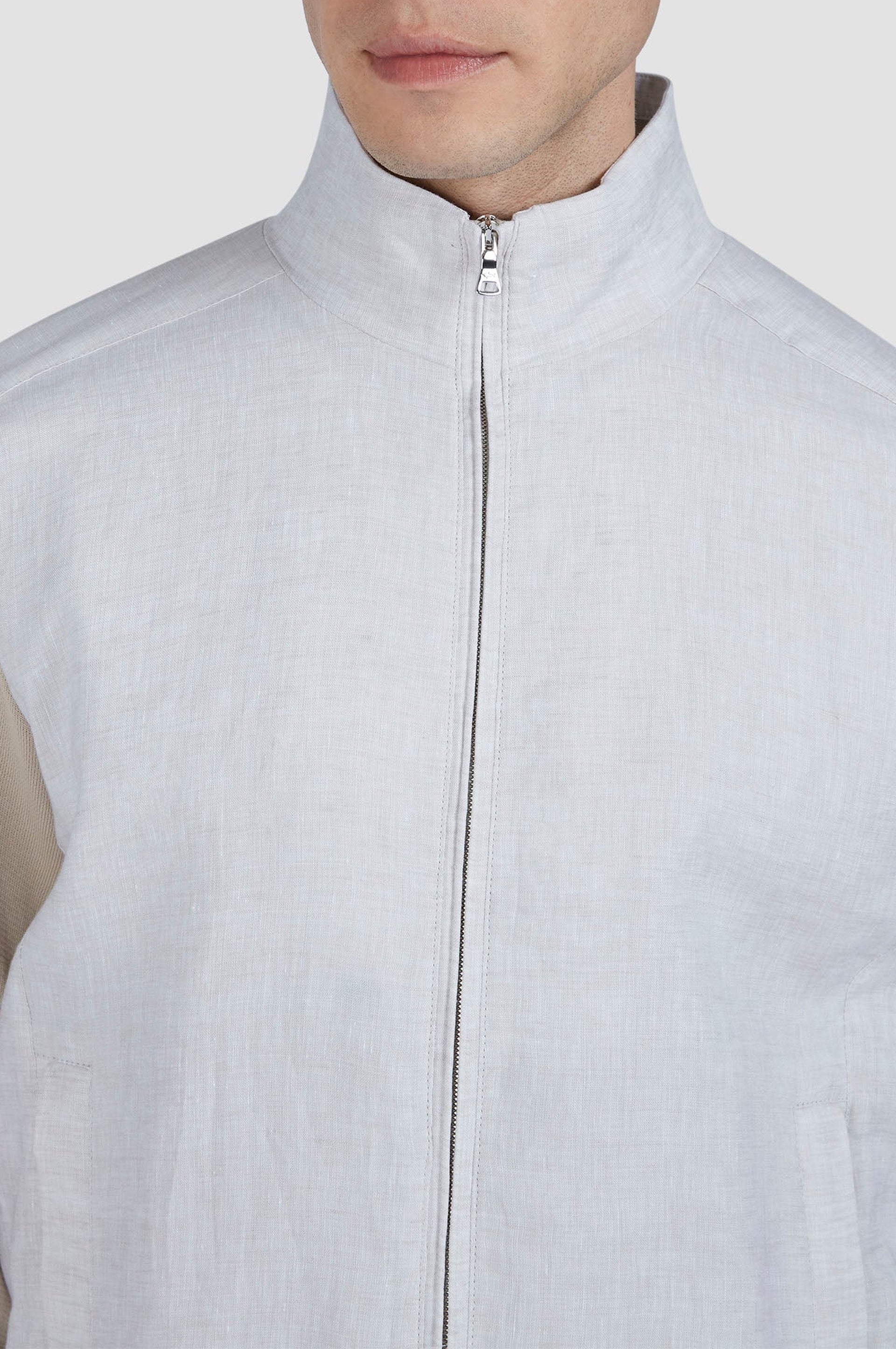 Cardigan with contrasting sleeves - Beige