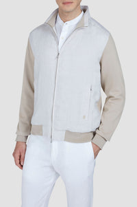 Cardigan with contrasting sleeves - Beige