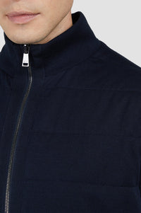 Gilet sans manches réversible en soie - Bleu damier