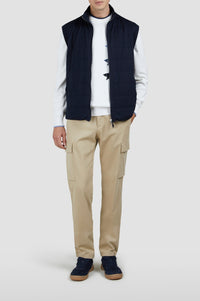 Gilet sans manches réversible en soie - Bleu damier