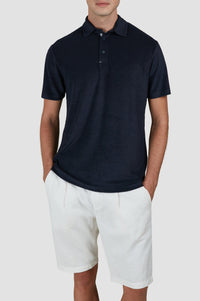 Short-sleeved polo shirt - Blue chequered
