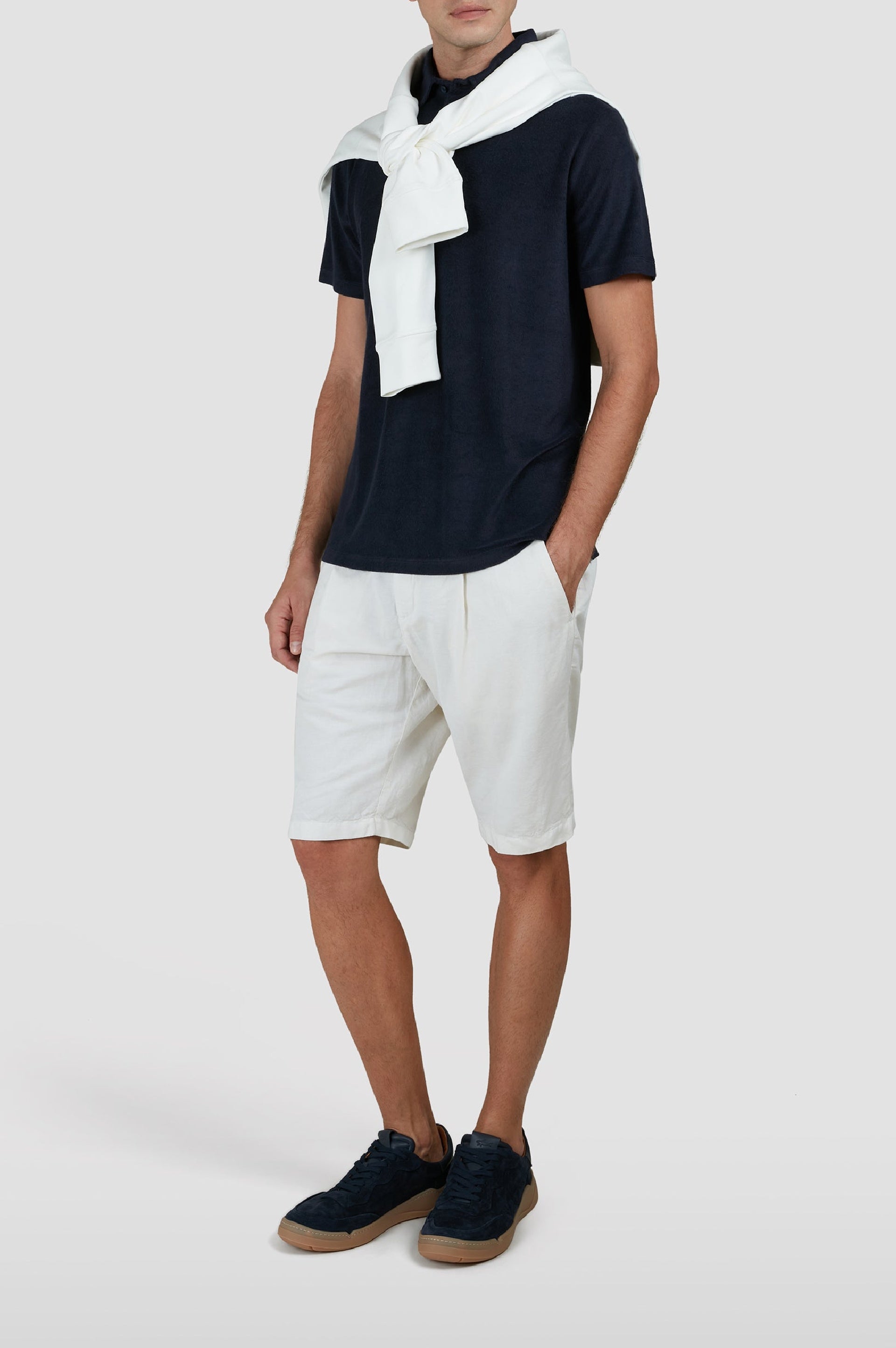 Short-sleeved polo shirt - Blue chequered