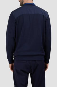 Sweat à col rond et poches - Bleu damier