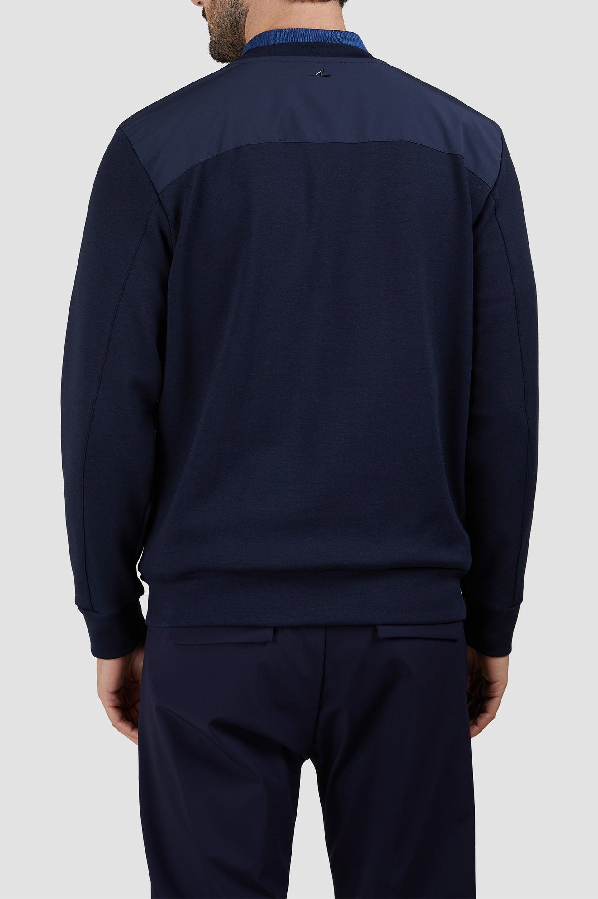 Sweat à col rond et poches - Bleu damier