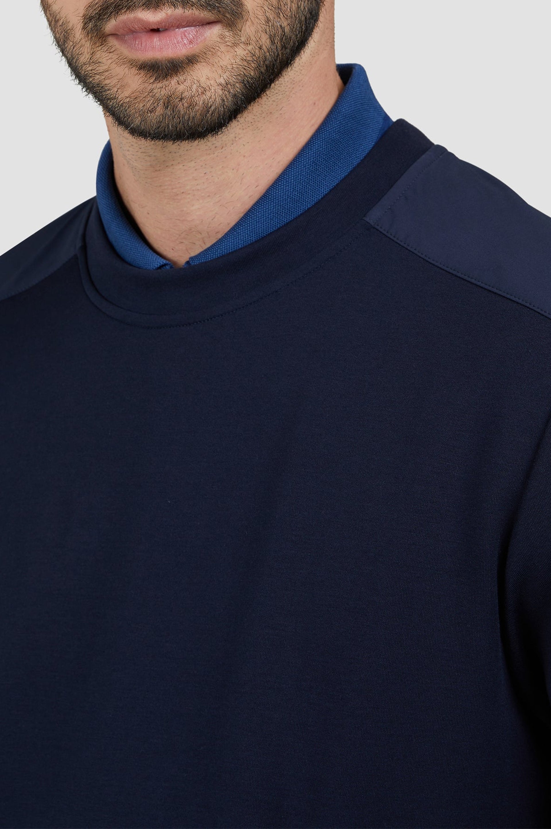 Sweat à col rond et poches - Bleu damier