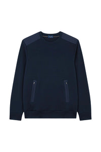 Sweat à col rond et poches - Bleu damier