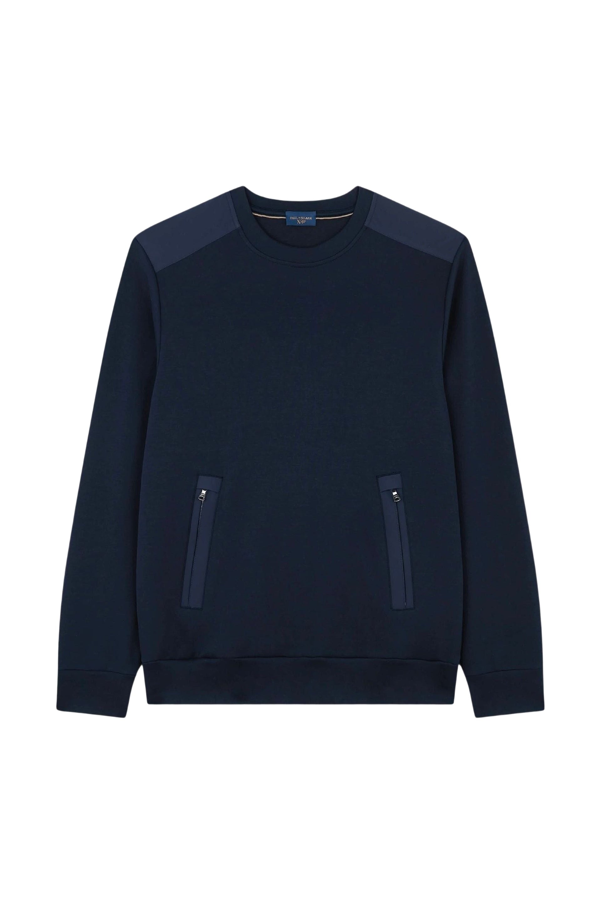 Sweat à col rond et poches - Bleu damier
