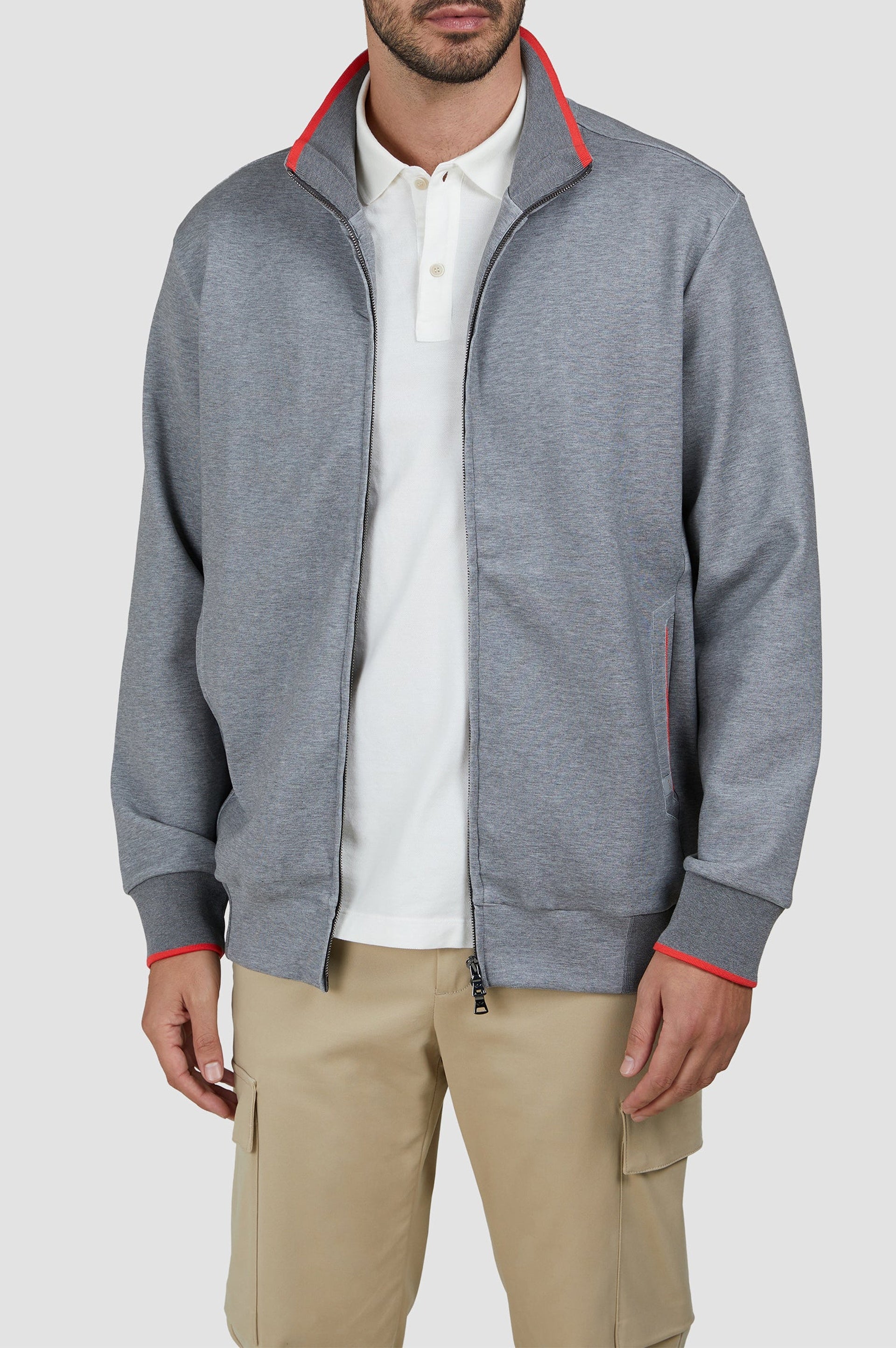 Gilet zippé à détails colorés - Gris