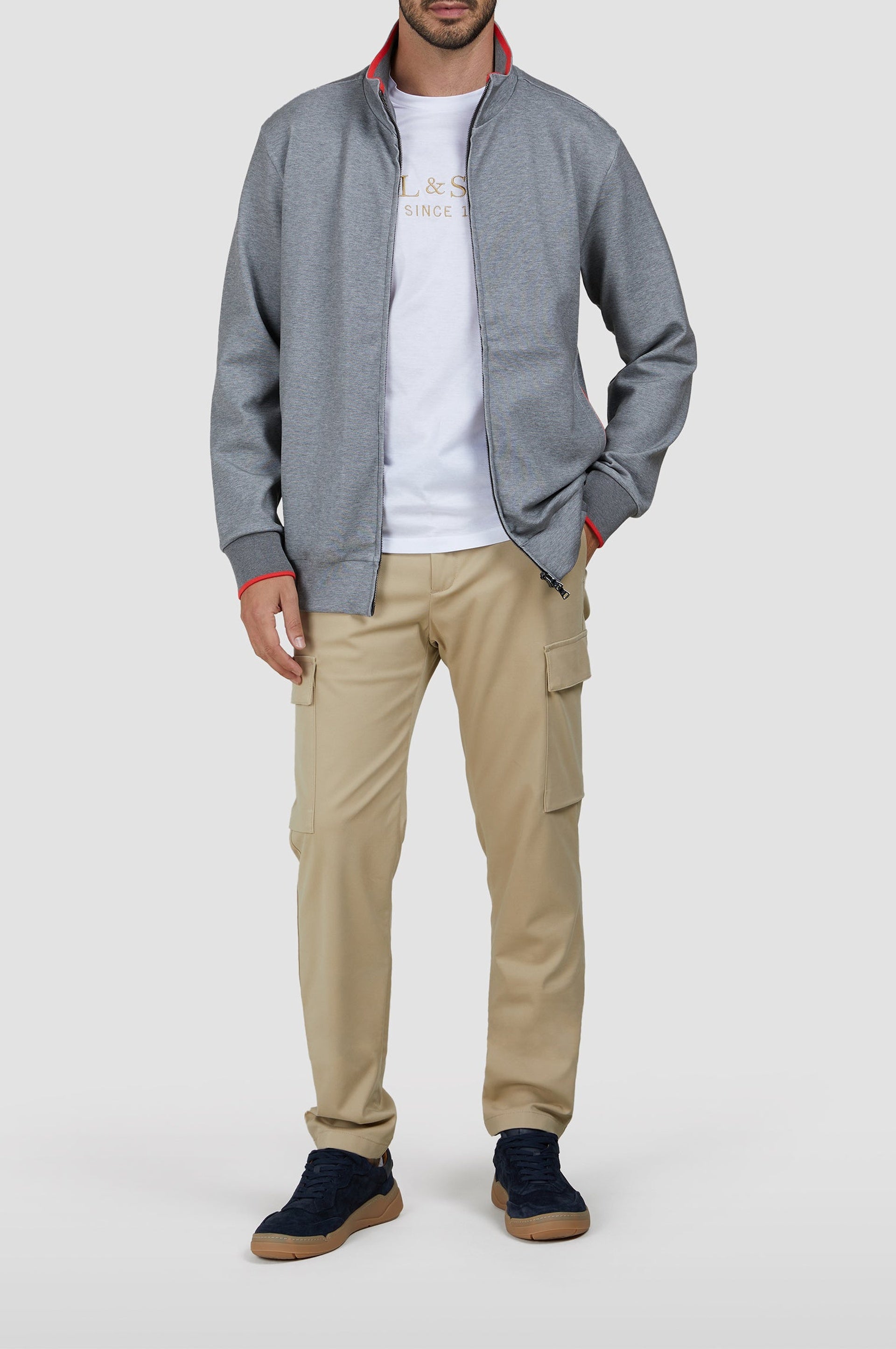 Gilet zippé à détails colorés - Gris