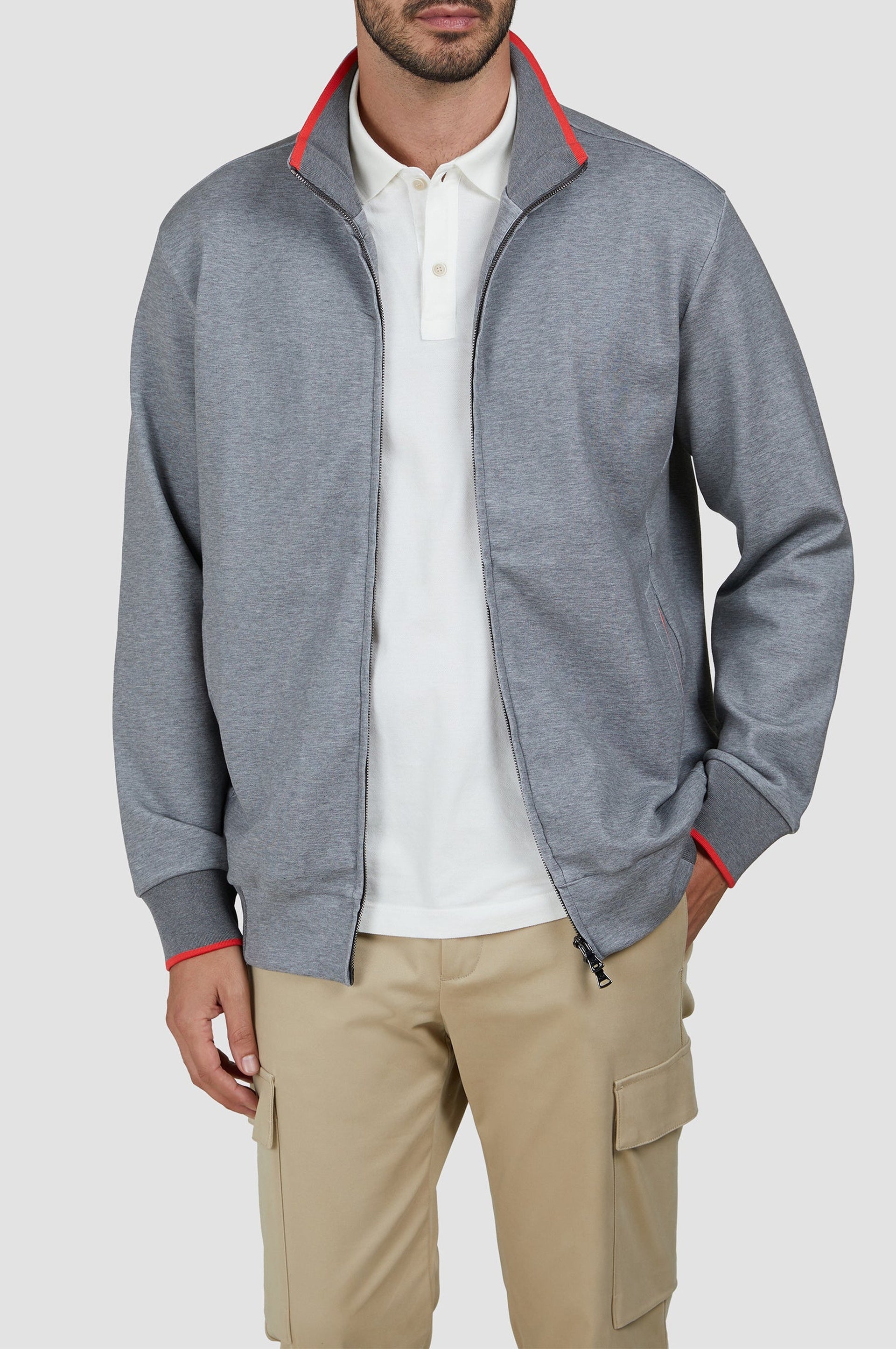 Gilet zippé à détails colorés - Gris