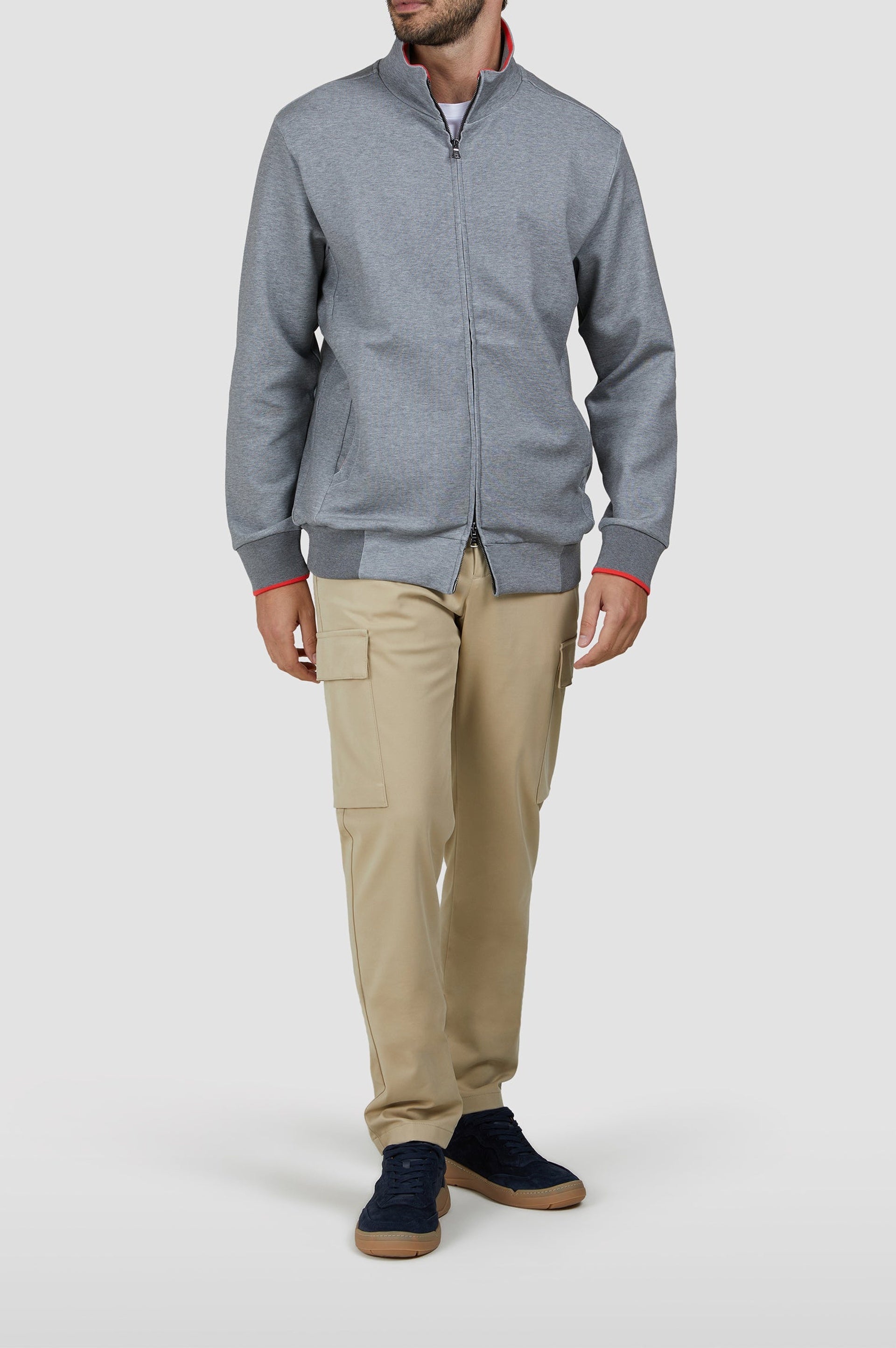 Gilet zippé à détails colorés - Gris