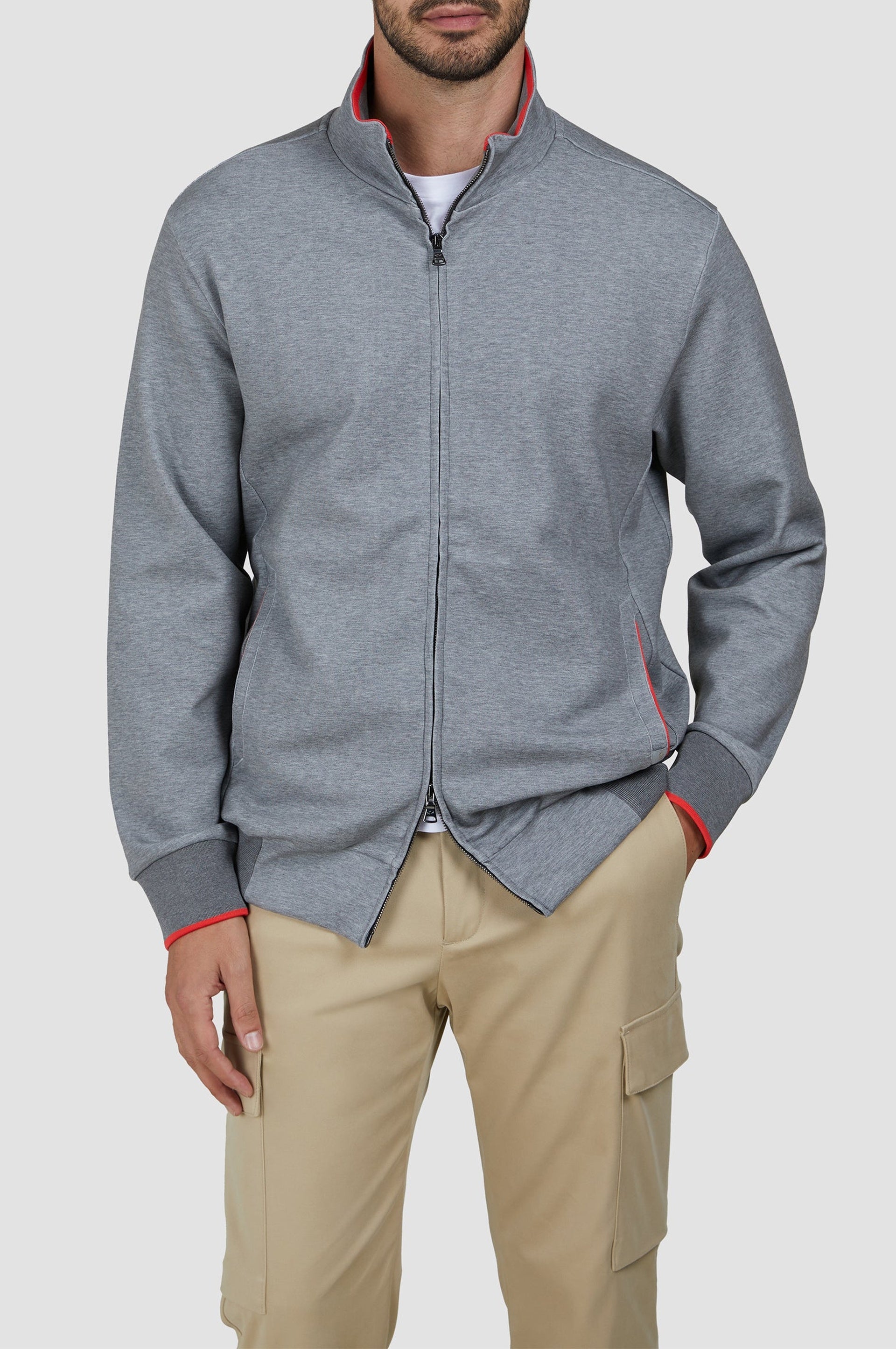 Gilet zippé à détails colorés - Gris