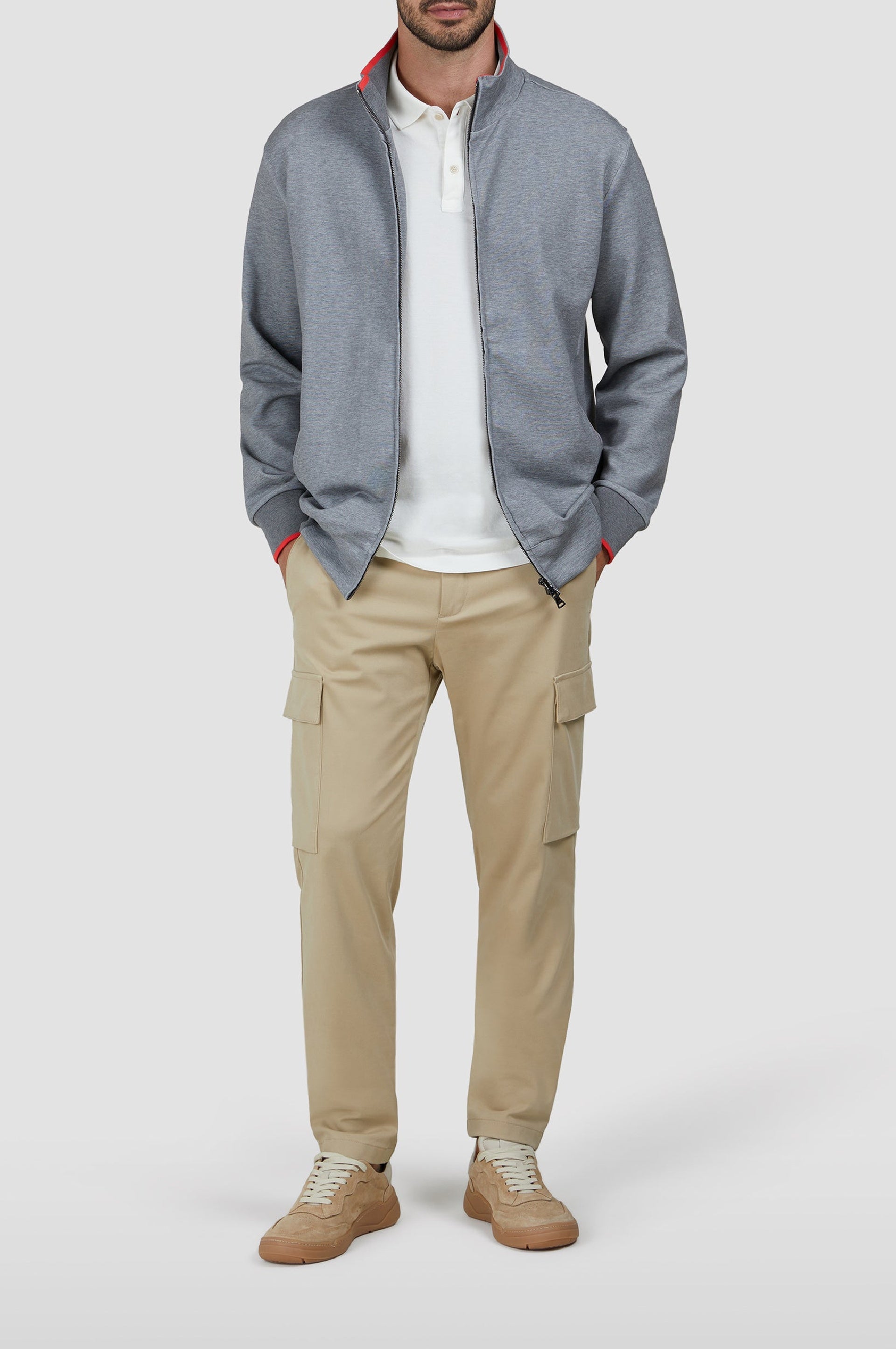 Gilet zippé à détails colorés - Gris