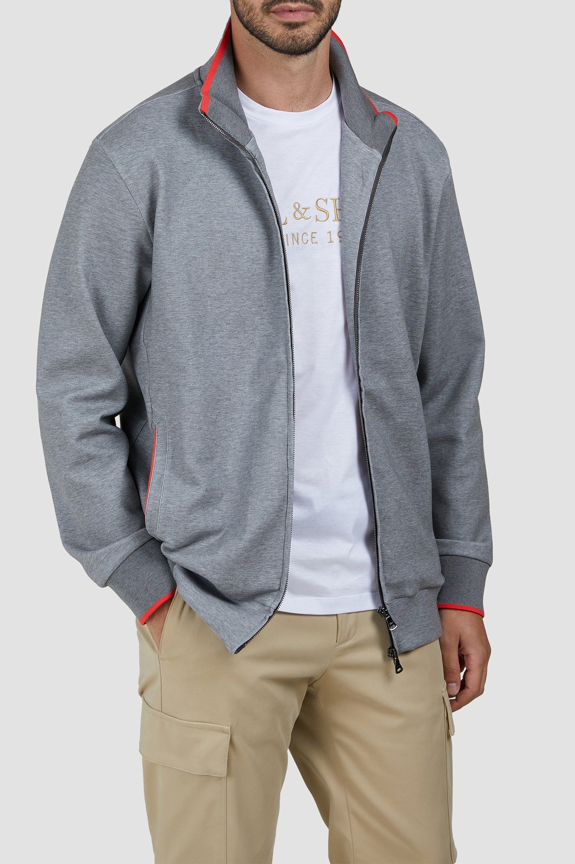 Gilet zippé à détails colorés - Gris