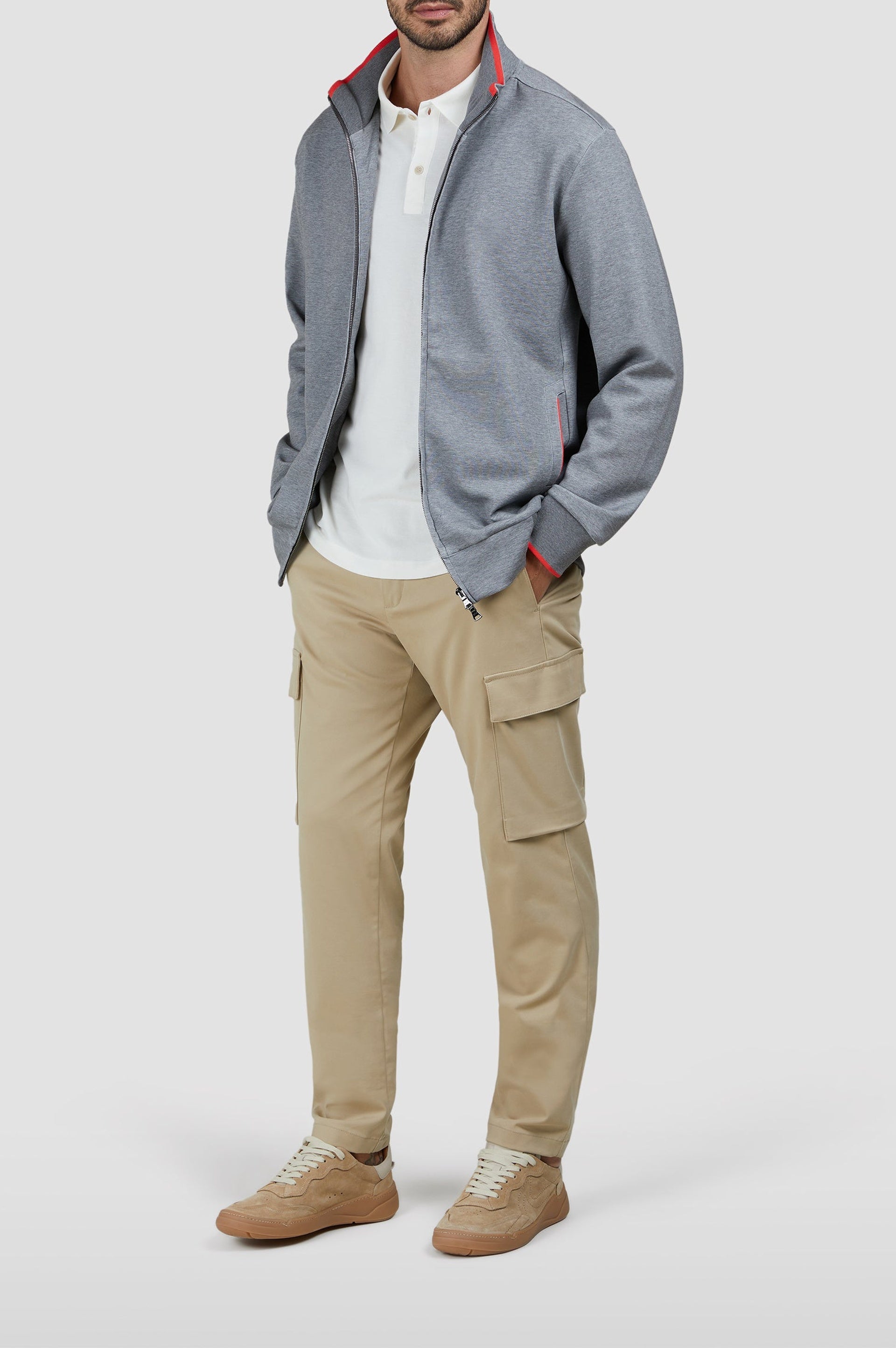 Gilet zippé à détails colorés - Gris
