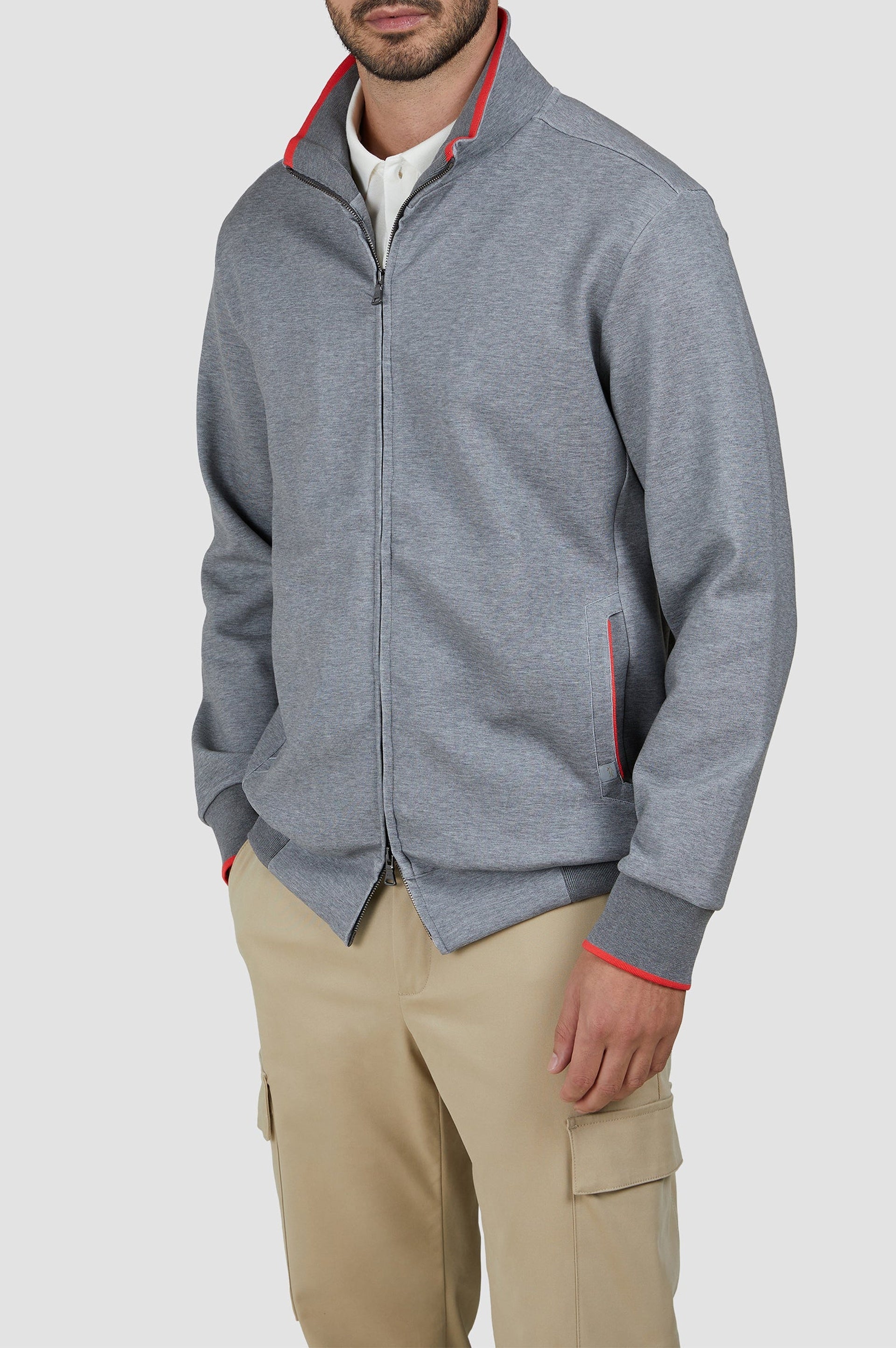 Gilet zippé à détails colorés - Gris