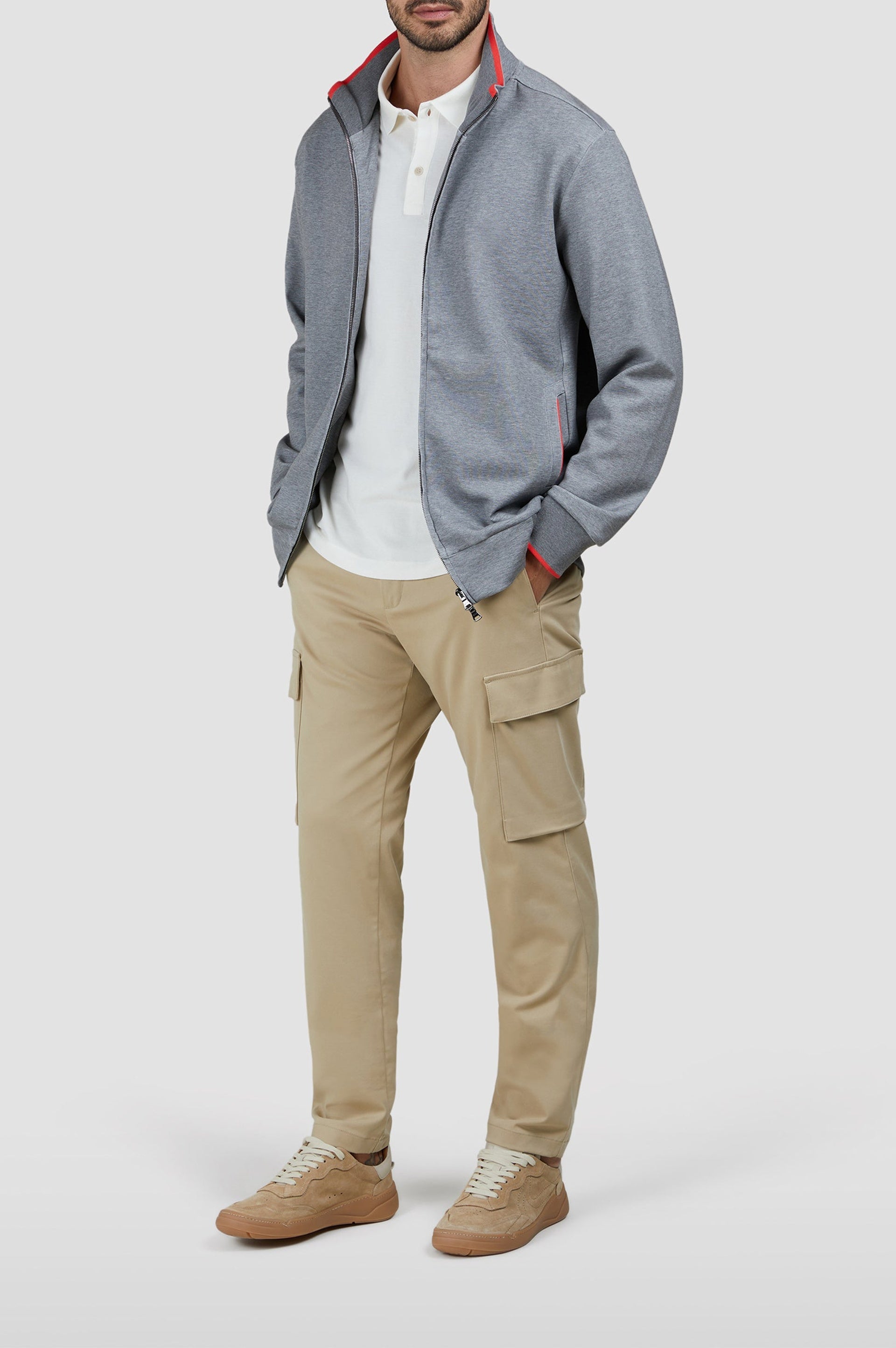 Gilet zippé à détails colorés - Gris