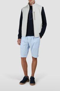 Pull à col rond avec Encre brodée - Bleu damier