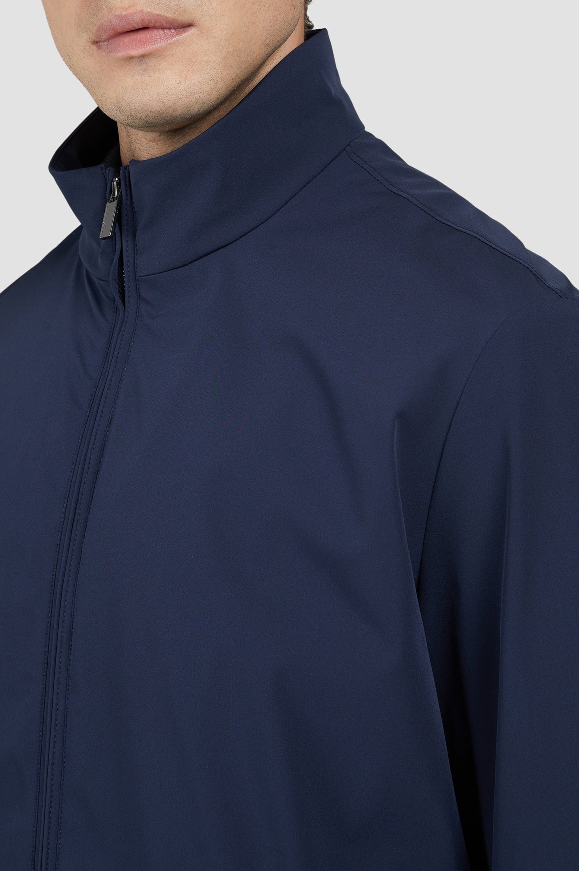 Veste zippée à poches - Bleu damier