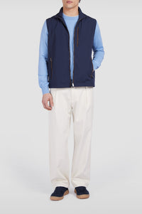 Sleeveless waistcoat with contrasting details - Checkered blue
