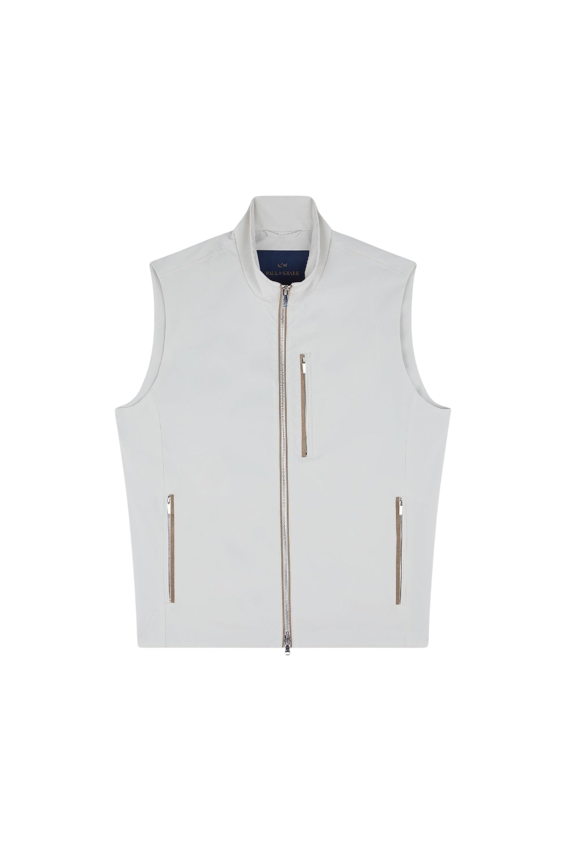 Sleeveless waistcoat with contrasting pockets - Beige