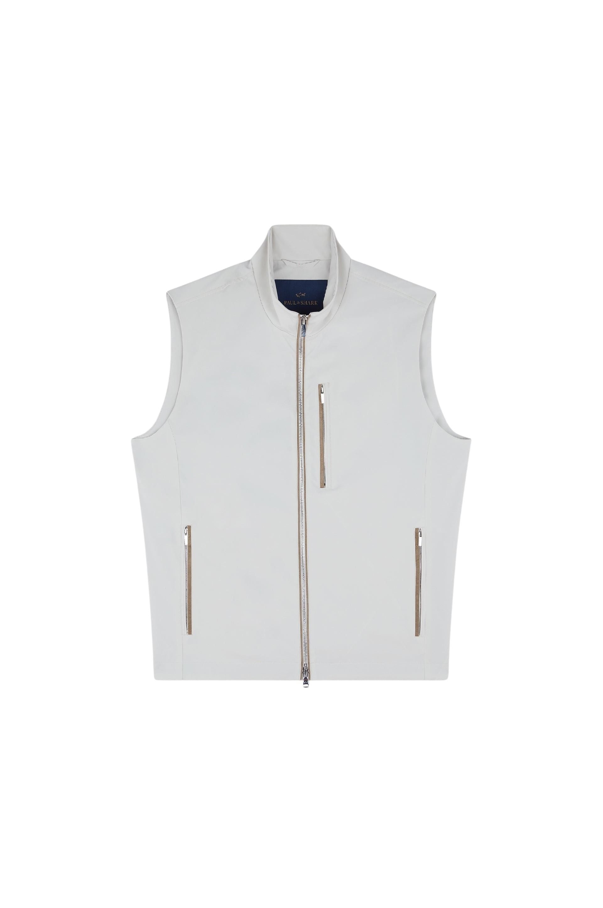 Gilet sans manches à poches contrastées - Beige