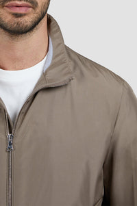 Silk jacket with a stand-up collar - Taupe