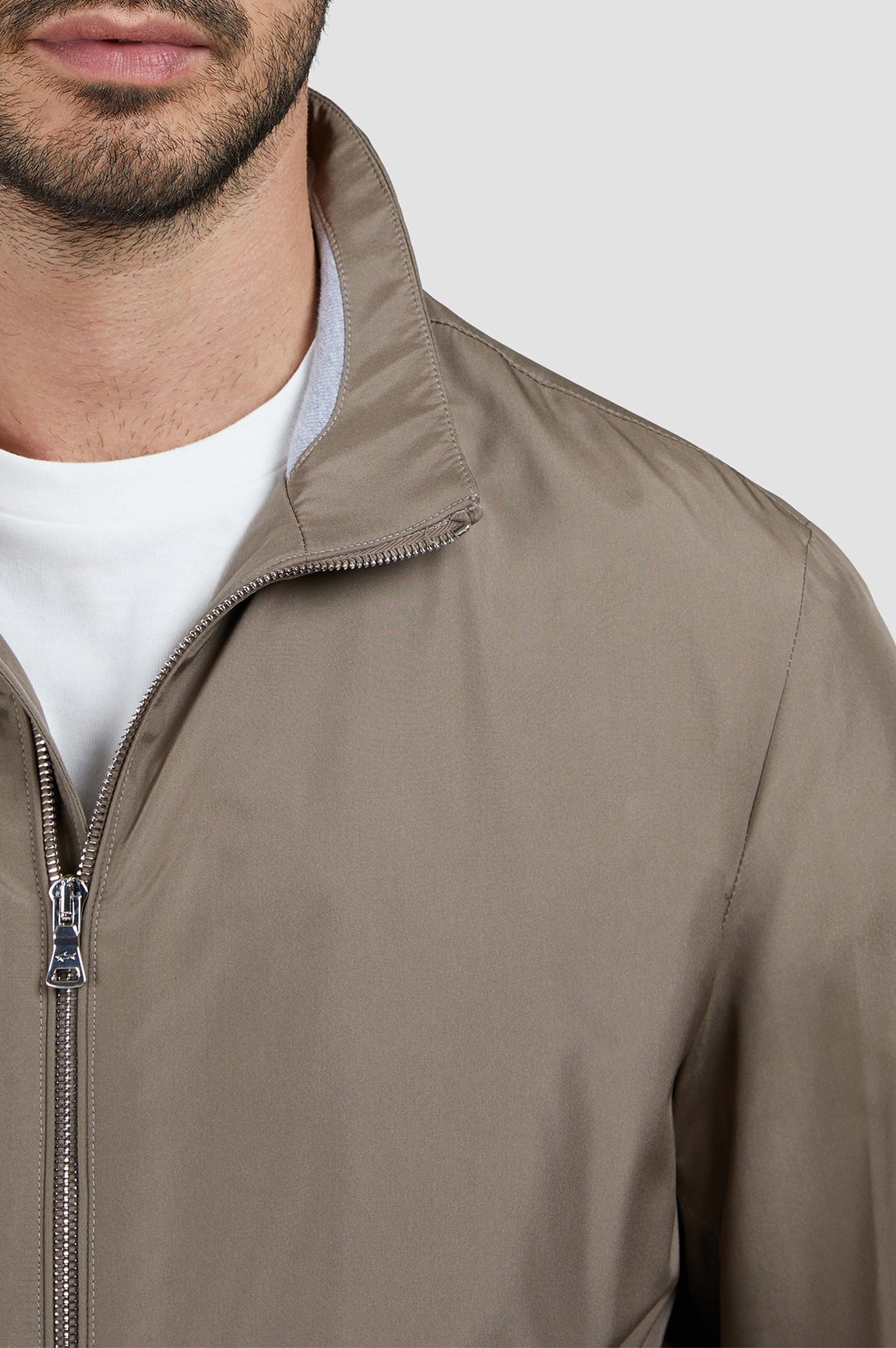 Silk jacket with a stand-up collar - Taupe