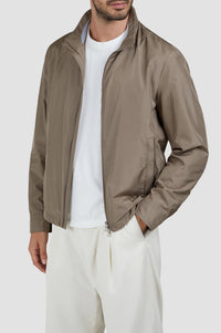 Silk jacket with a stand-up collar - Taupe