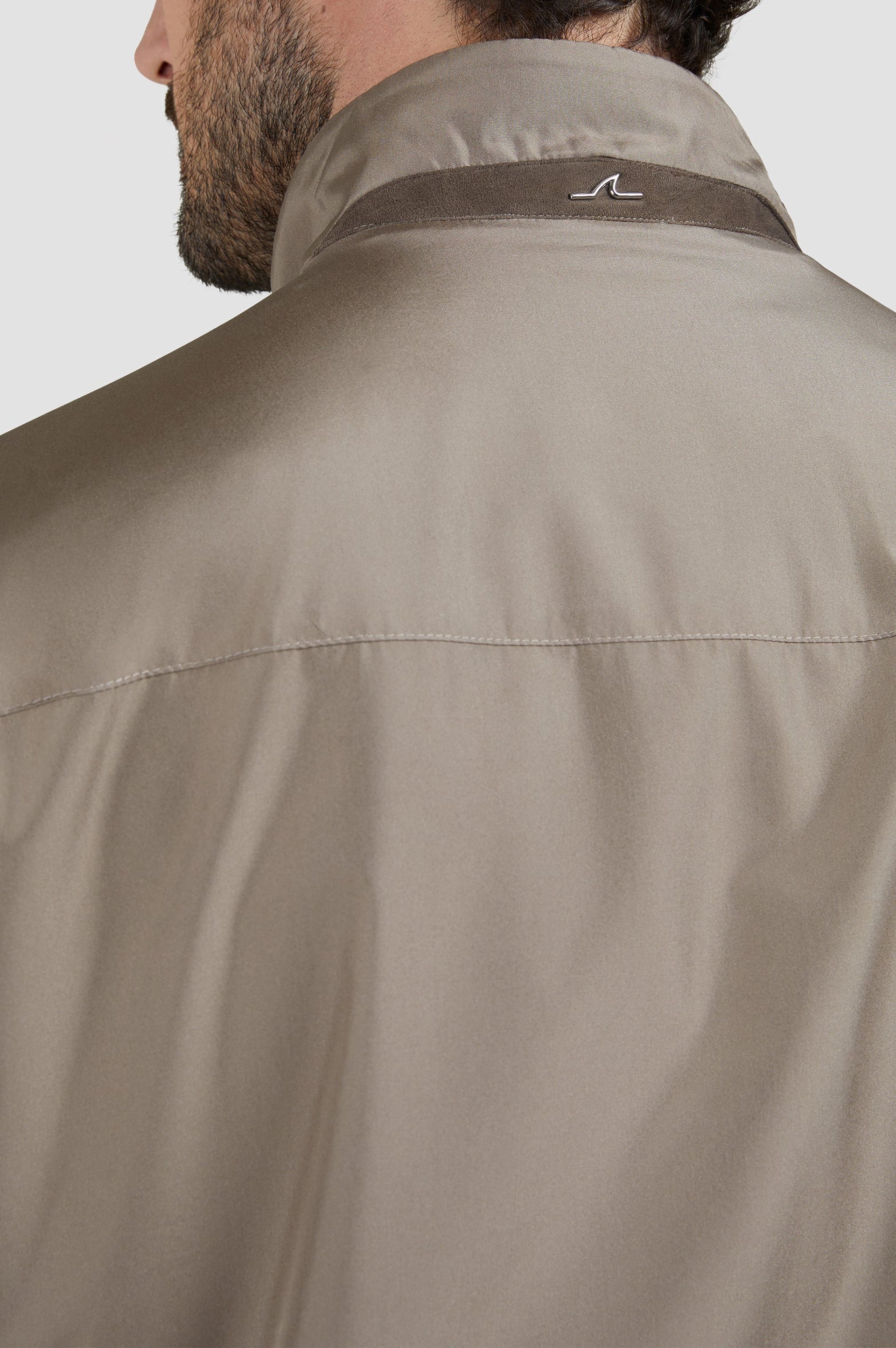Silk jacket with a stand-up collar - Taupe