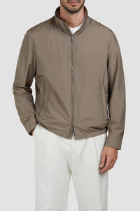Silk jacket with a stand-up collar - Taupe