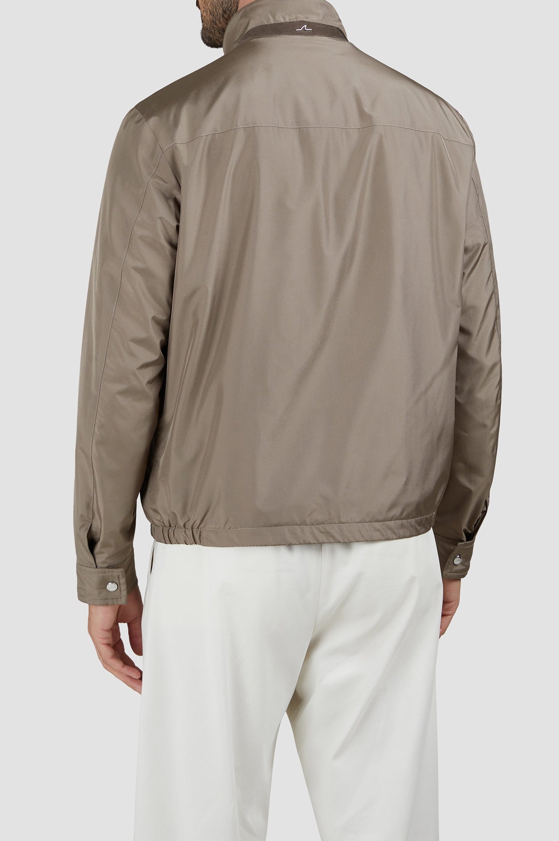 Silk jacket with a stand-up collar - Taupe