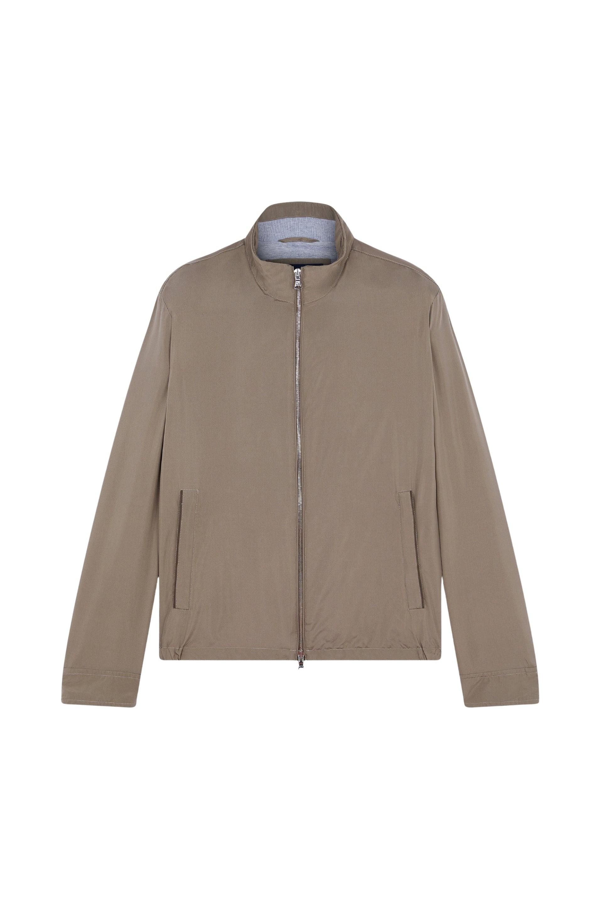 Veste à col montant en soie - Taupe