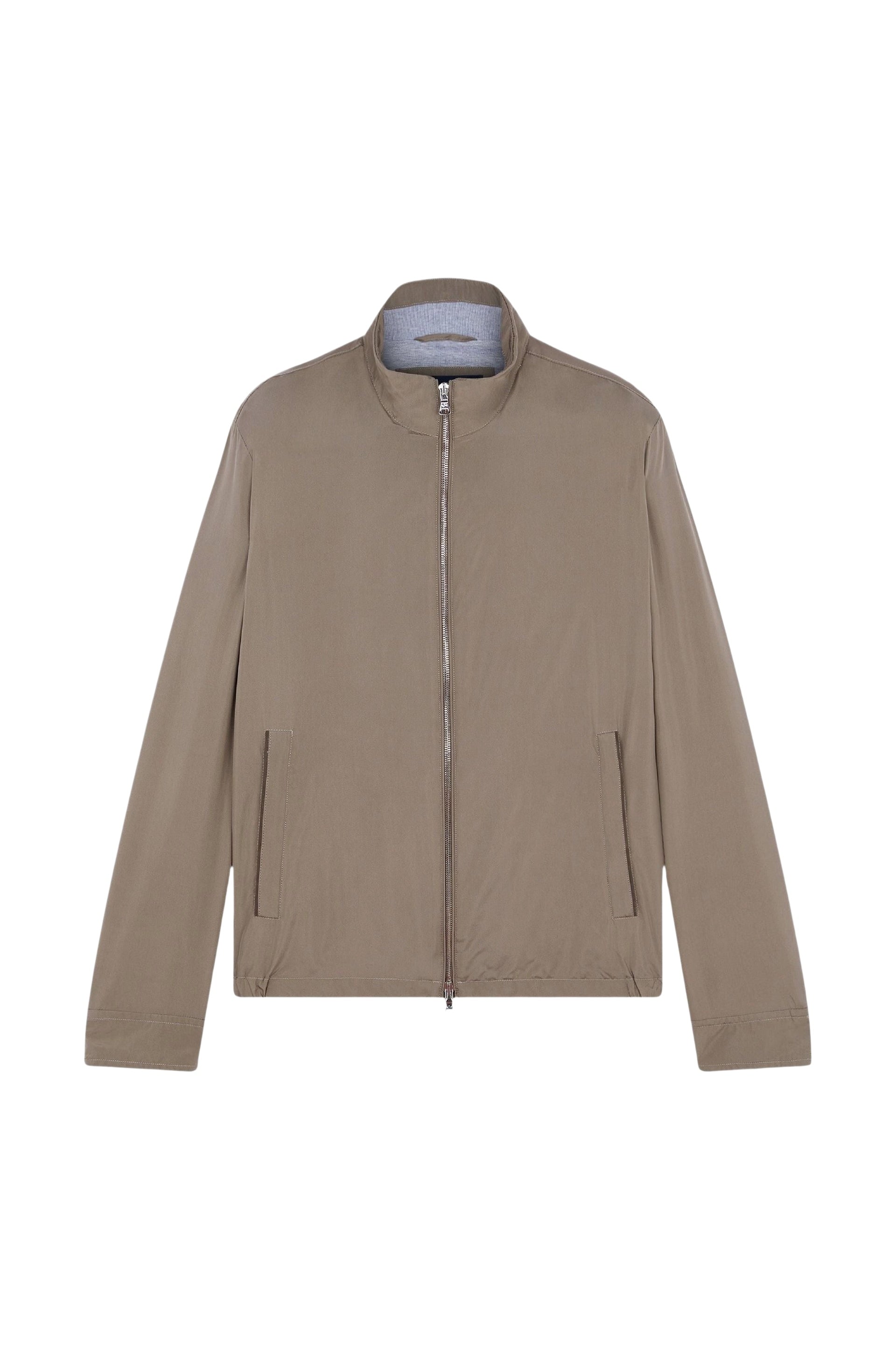 Silk jacket with a stand-up collar - Taupe