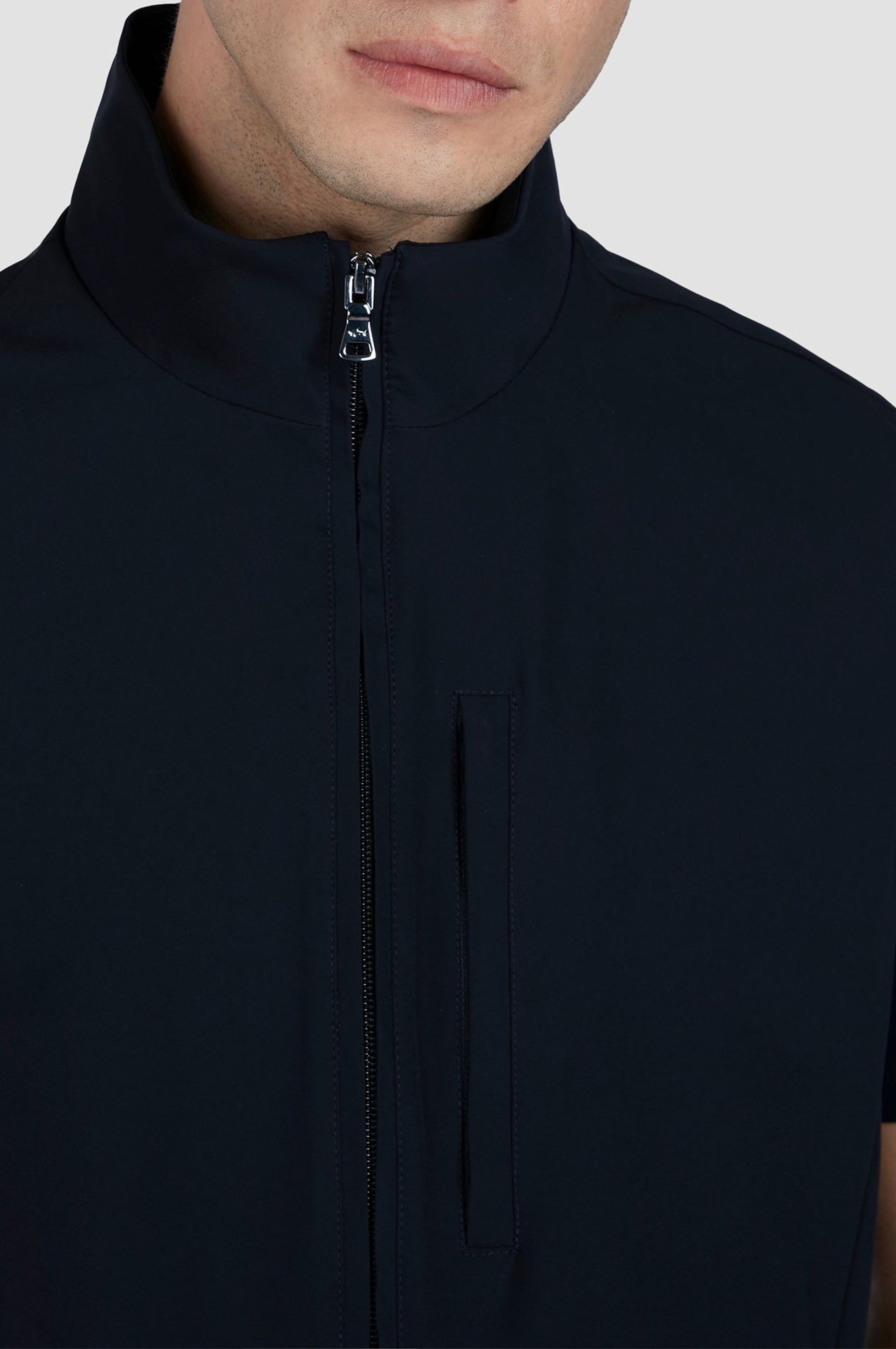 Gilet zippé sans manches - Bleu damier
