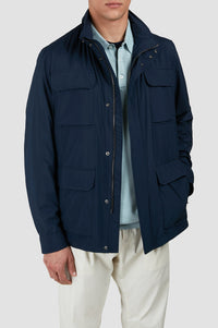 Parka with multiple pockets - Blue check