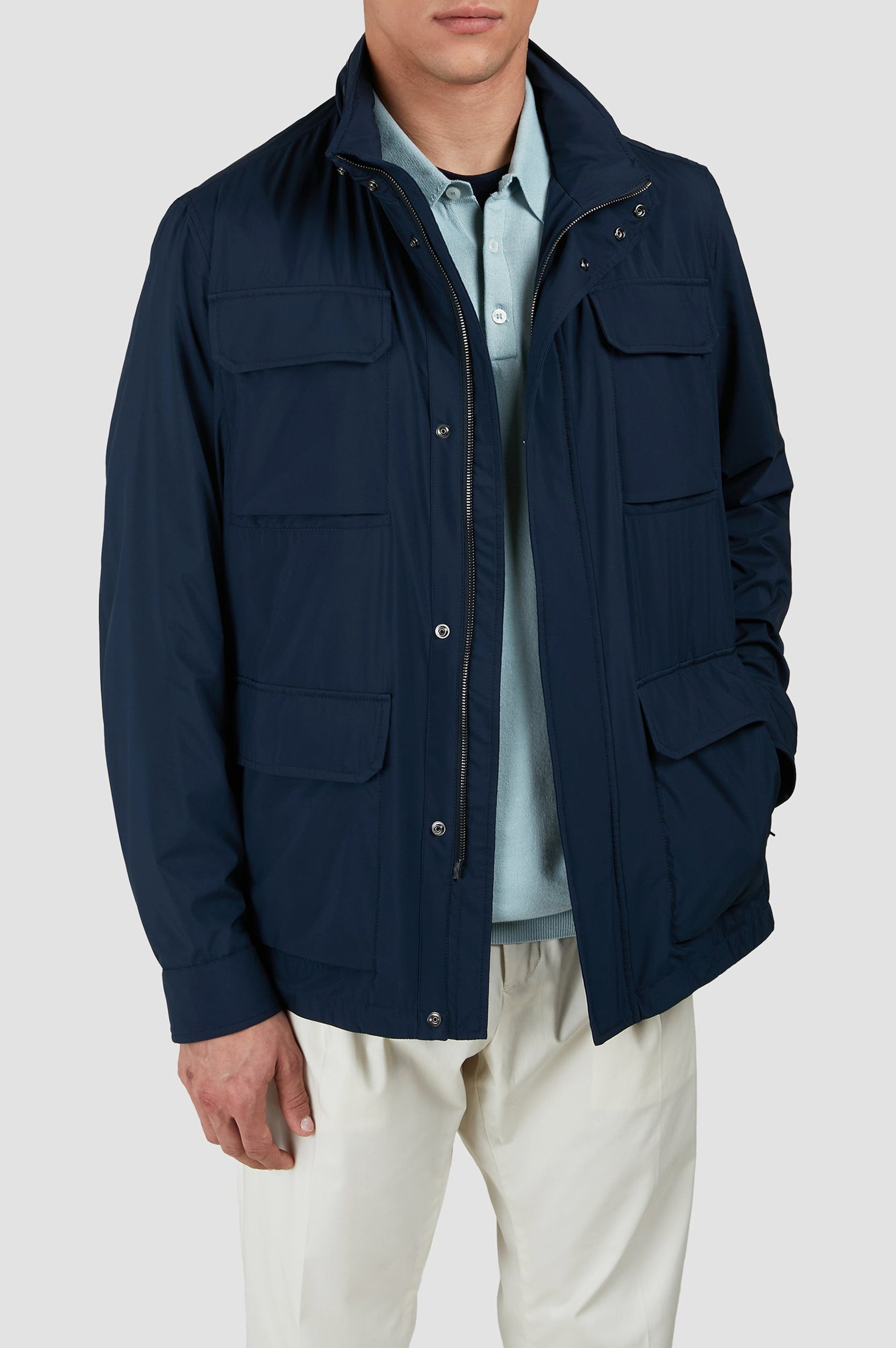 Parka with multiple pockets - Blue check