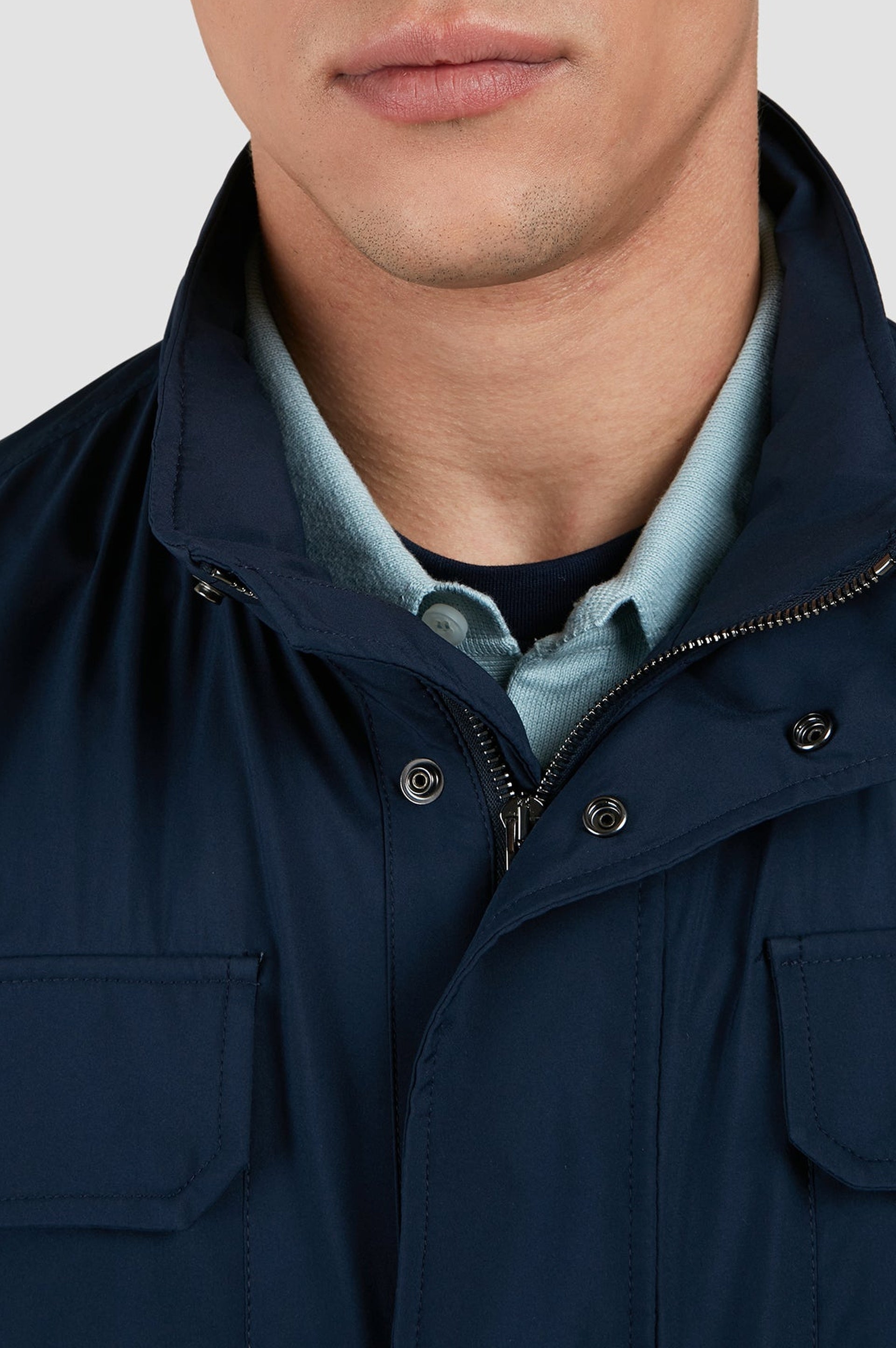 Parka with multiple pockets - Blue check
