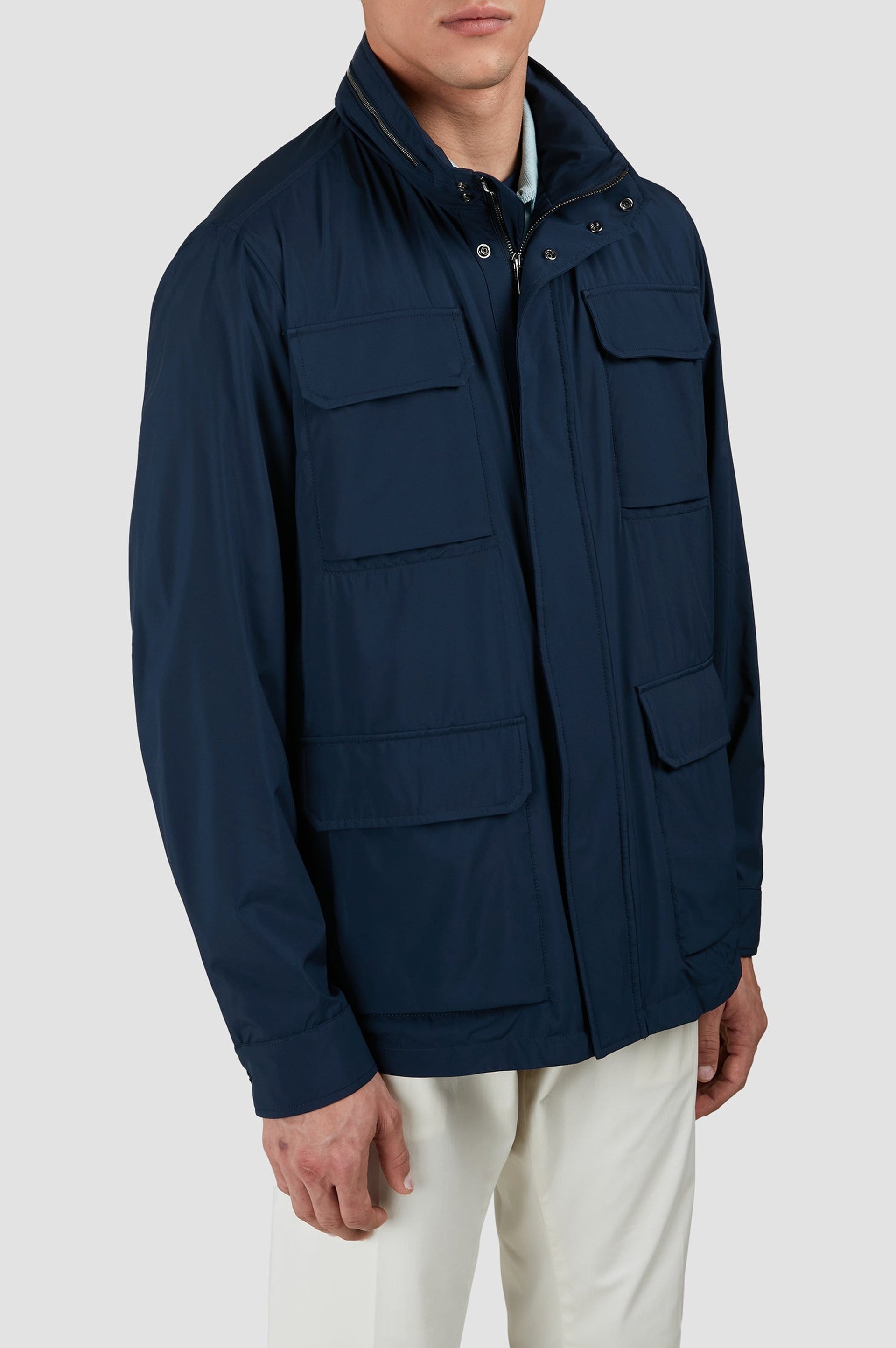 Parka with multiple pockets - Blue check