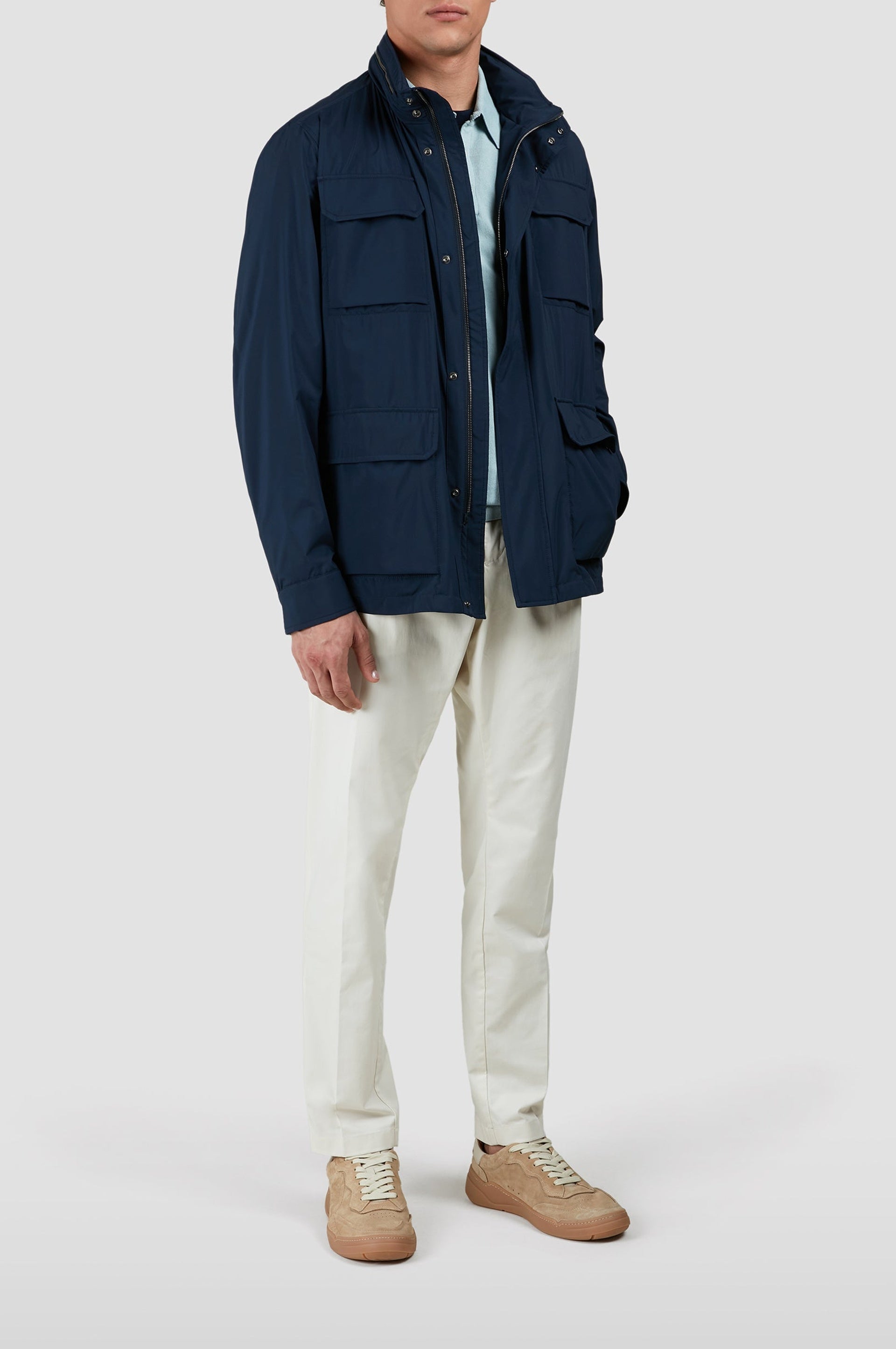 Parka with multiple pockets - Blue check