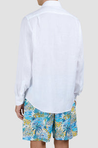 Chemise à manches longues en lin - Blanc