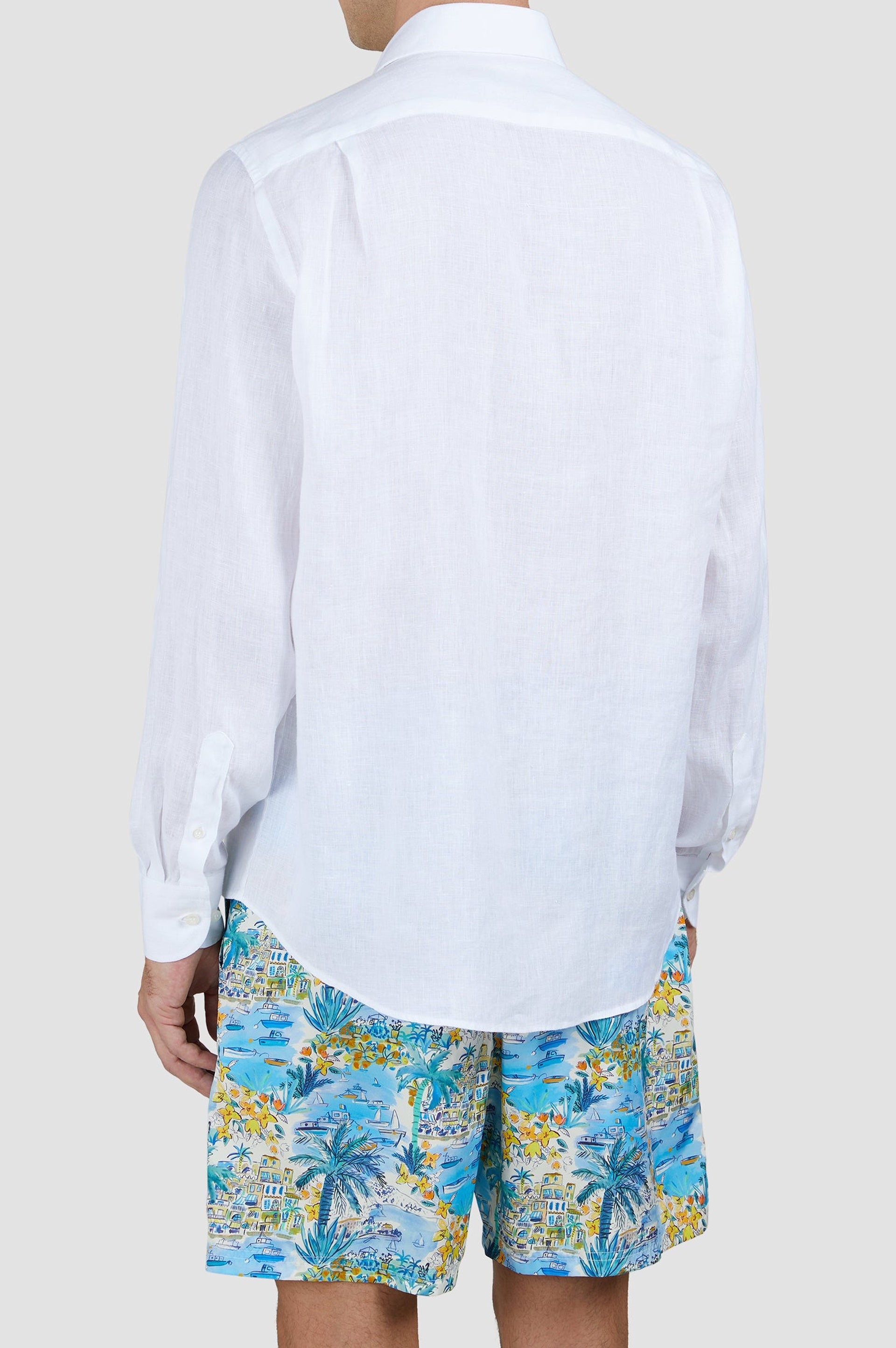 Chemise à manches longues en lin - Blanc