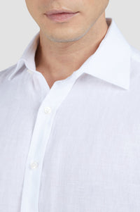 Chemise à manches longues en lin - Blanc