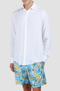 Chemise à manches longues en lin - Blanc