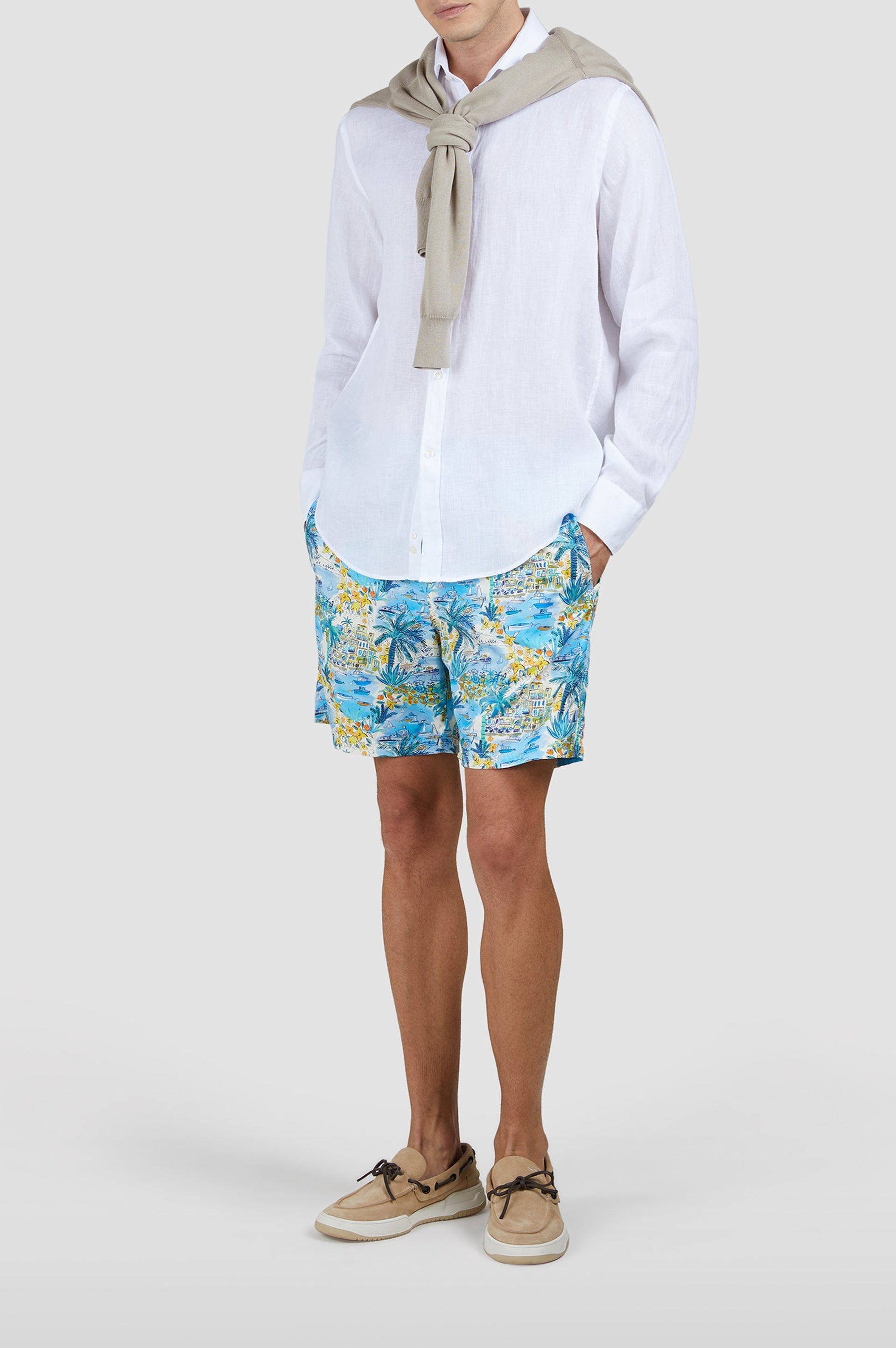 Chemise à manches longues en lin - Blanc
