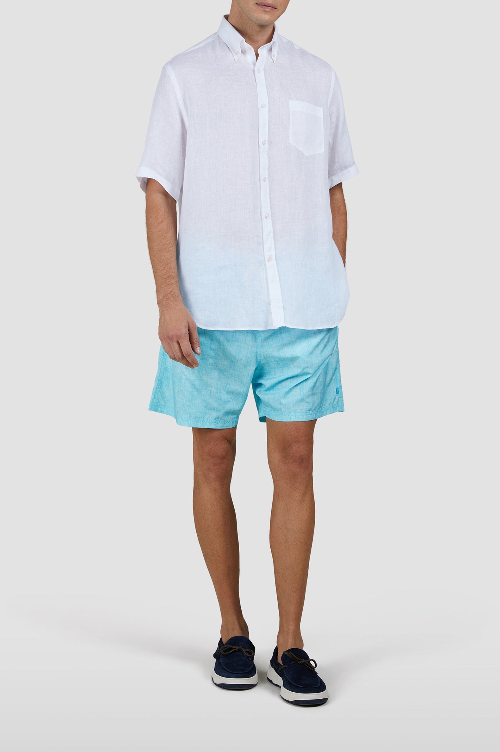 Chemise à manches courtes en lin - Blanc
