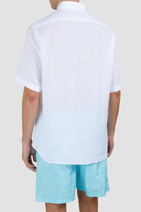 Chemise à manches courtes en lin - Blanc