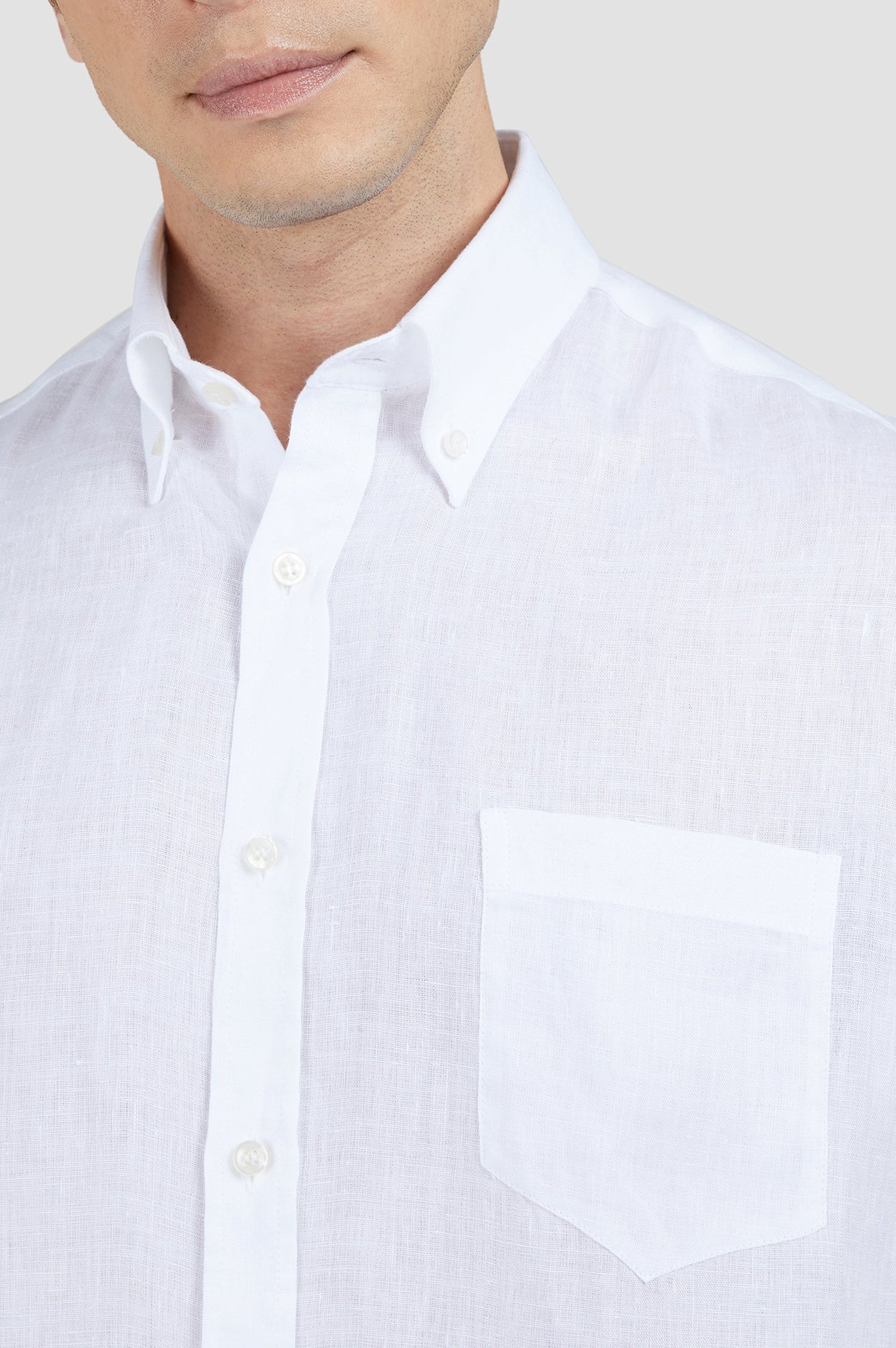 Chemise à manches courtes en lin - Blanc