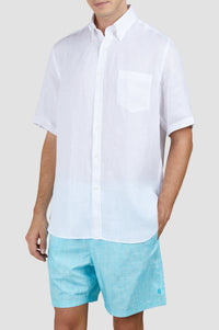 Chemise à manches courtes en lin - Blanc